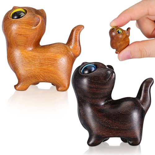 Figurines de gato en madera de sándalo 2 pack