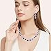 EVER FAITH Women's Full CZ Elegant Teardrop Necklace Earrings Set Blue Sapphire Color Silver-Tone
