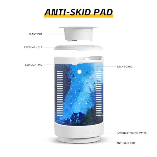 Image of Small Fish Tank 1.2 Gallon Aquarium Starter Kit Desktop Mini Fish Bowl Small Betta Fish Tank with Plant Pot (Coral Reef)