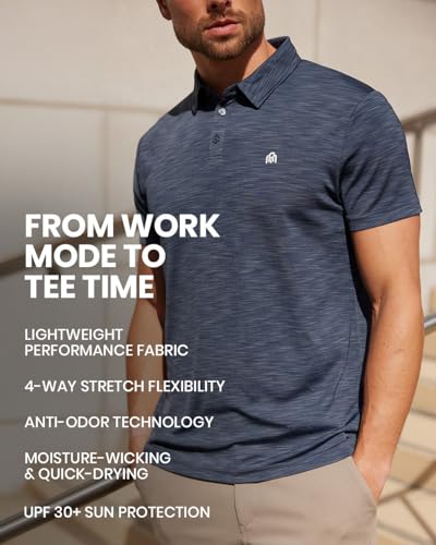 INTO THE AM Performance Dri Fit Polo Shirts for Men S-4XL - Quick Dry Moisture Wicking Athletic Sport Collar Work Shirts4