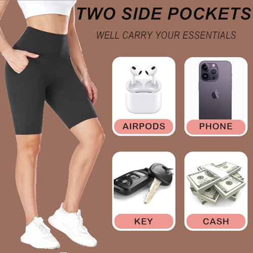 MOREFEEL 3 Pack Buttery Soft Biker Shorts for Women - 5"/8" High Waist Tummy Control Workout Yoga Running Gym Athletic Shorts4