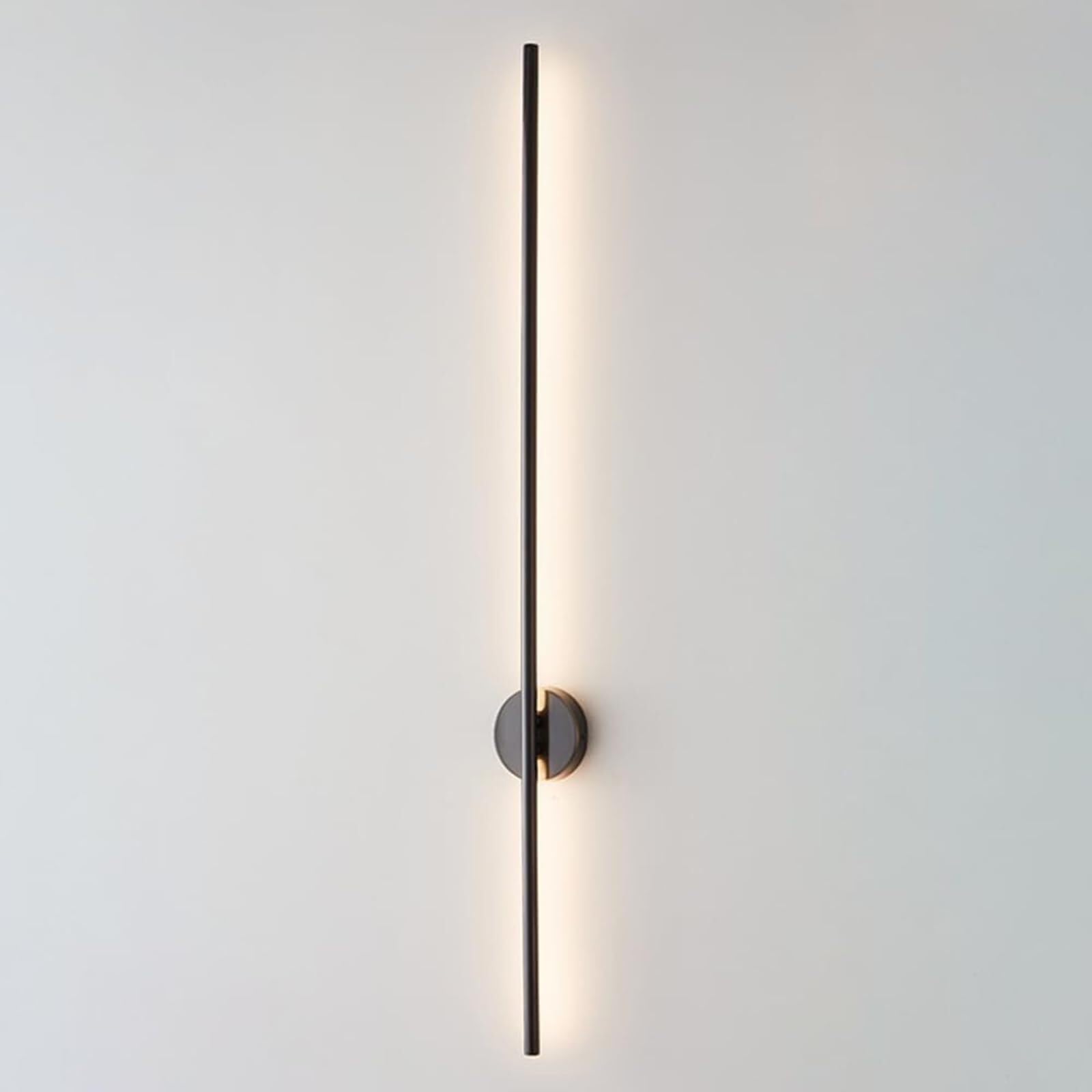 HXYSXHJUO Ultra-Thin Long Tube Wall Sconce Linear Brass Lamp with White Silicone Lampshade Black Flute Lantern for Bedroom Bedside Living Room Study Corridor Entryway Restaurant(105CM)