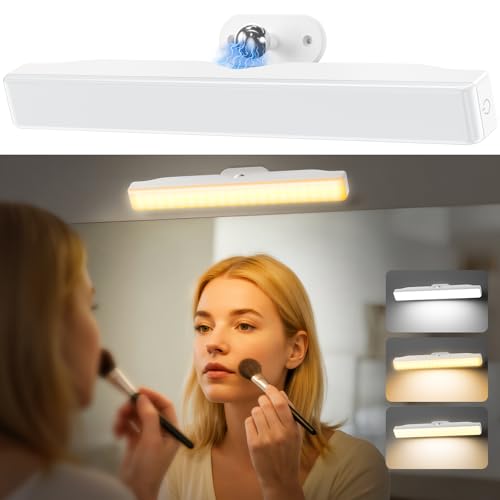 Draome Lumière de Miroir Led, 4000mAh Rechargeable Lumiere Coiffeuse avec Couleur et Luminosité Réglables, Pivotant à 360° Amovible Lampe Maquillage pour Coiffeuse,...