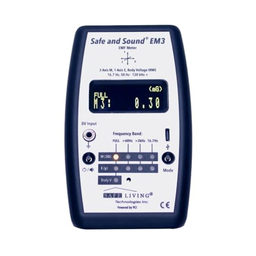 Medidor EM3 seguro y sonoro - Analizador profesional de EMF para campos eléctricos y magnéticos - Safe Living Technologies Inc.