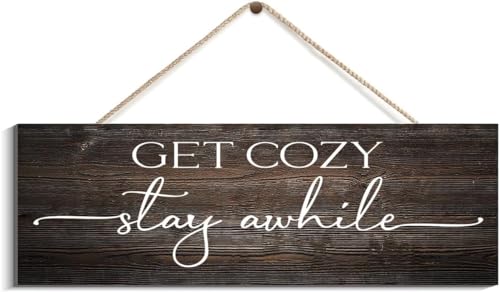 Wooden Signs Get Cozy Stay Awhile For Farmhouse Home Office