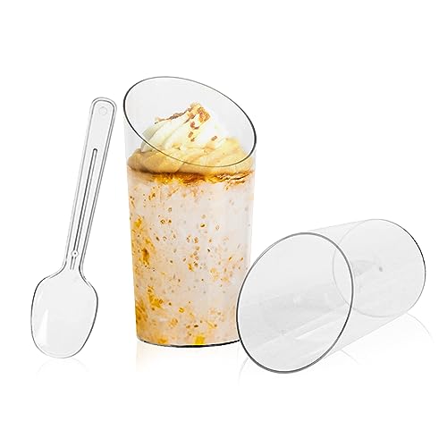 Merkaunis ZJB-614 50Pcs Plastic Dessert Bowl, 3Oz, Clear, Disposable, Round thumb #2