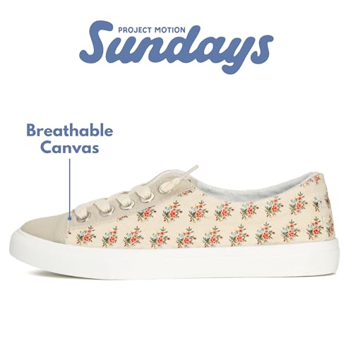 Image of Sundays Canvas Sneakers Women - Memory Foam Insole with Breathable Canvas Shoes for Women Footwear - Non-Slip with Lightweight and Comfortable Womens Sneakers