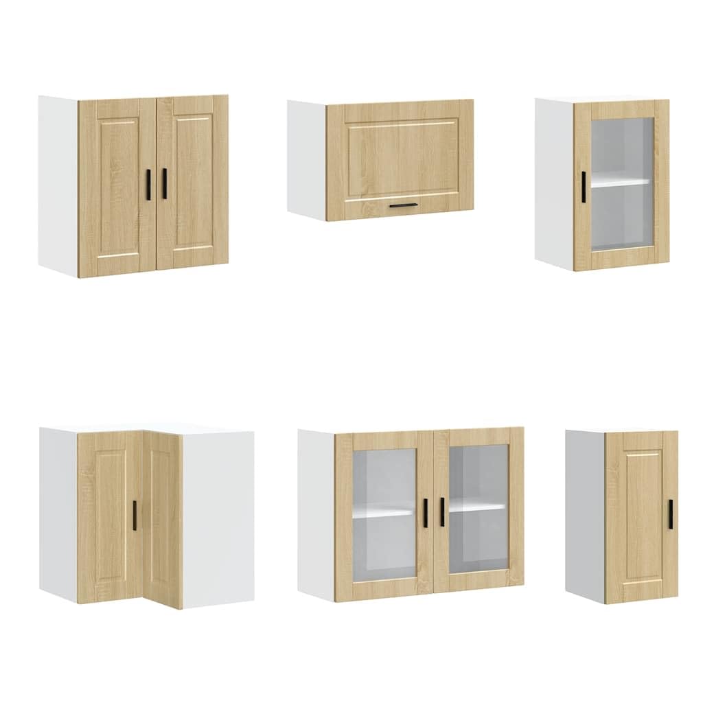 Porto 11-częściowy zestaw szafek kuchennych Sonoma Oak Engineered Wood, szafka bazowa, szafka ścienna, szafka narożna, schowek, półka, drzwi, drawer, organizacja kuchni, do trwałej