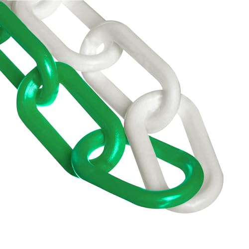 Image of Mr. Chain Plastic Barrier Chain, Green /White, 100 ft Length (50033-100)