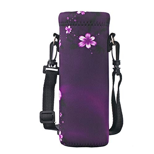 Image of RICHEN Neoprene Water Bottle Carrier Bag with Adjustable Shoulder Strap,Insulated Water Bottle Cover for Stainless Steel /Glass /Plastic Bottles