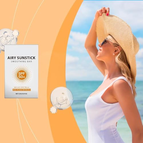 VivaBloom Airy Sunstick Smoothing Bar SPF50+ 0.81oz | Lightweight Non-Greasy Sunscreen Stick for Face & Body | Water-Resistant, Portable Sun Protection for Outdoor & Beach (2 Pack)