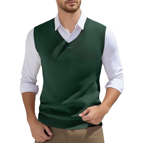 Men's Sweater Vest Spring Vintage Sleeveless Knitted V Neck Pullover Waistcoat Knitwear4