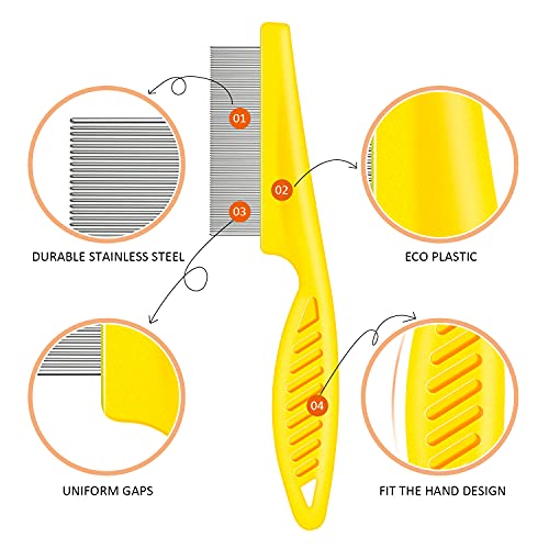 6 Pieces Pet Lice Combs Dog Grooming Flea Comb Cat Tear Stain Comb for Removal Dandruff, Hair Stain, Nit (Pink, Yellow… - Image 4