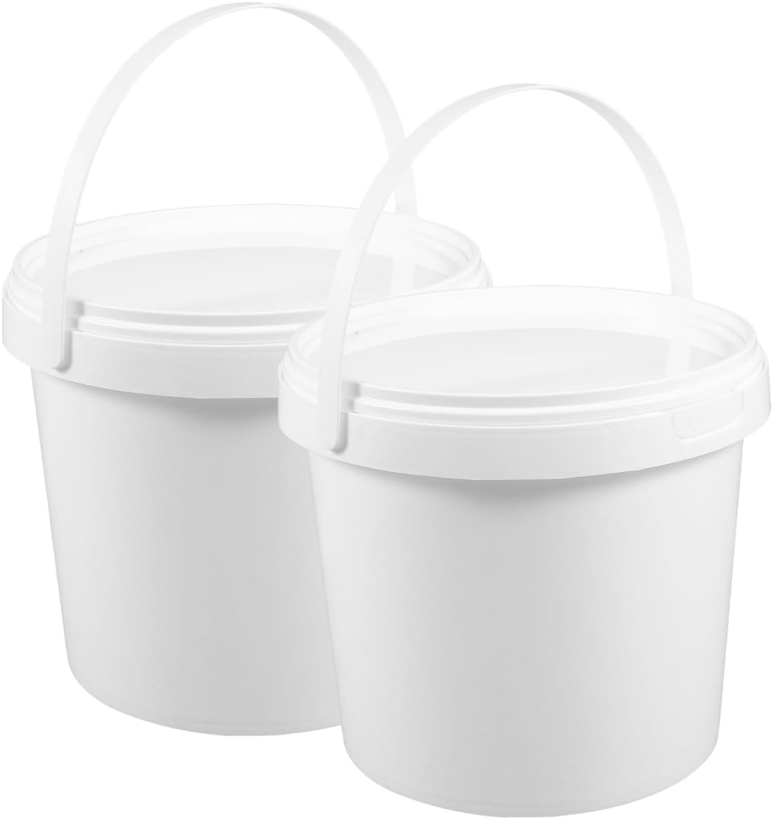 HEMOTON White Plastic Pail 2pcs White Plastic Bucket with Handle Lid 2L Industrial Paint Pail Container Bucket Pigment Buckets Empty Paint Can for Storage Fish Water
