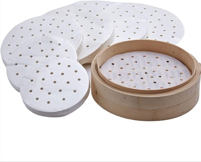 Dim Sum - Juego de 250 hojas de papel para amortiguador de bambú, freidora de aire caliente, forro...