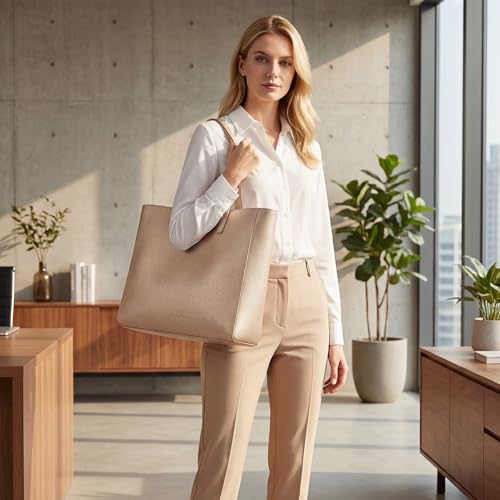 CHUNLI Women's Work Tote Bag, Fits 16 Inch Laptop with Removable Organizer, Waterproof Computer Bag for Office and Teacher — view 2
