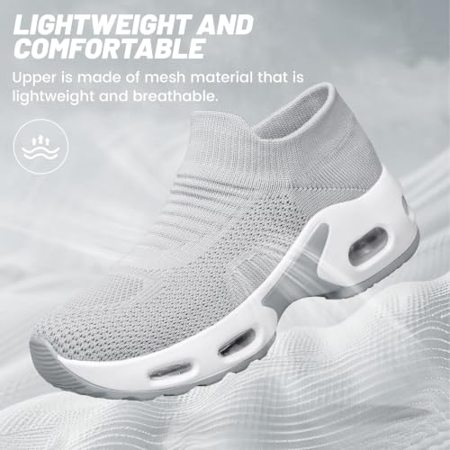 Image of YHOON Women's Walking Shoes Slip-On - Comfortable Work Shoes for Standing All Day, Breathable Air Cushion Nursing Sneakers