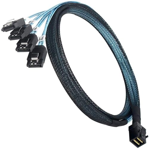 tunghey Internal Mini SAS to SATA Cable, SFF-8643 to SATA Forward Breakout Compatible with Ra-id Controller Hard Drive (1m)
