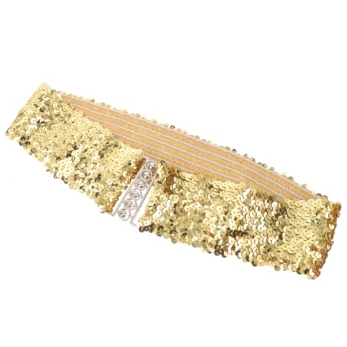 Wide Sequin Elastic Belt for Women Decorative Stretch Waistband for Dresses Party Wedding Banquet Beach Holiday Accessory Comfortable Fashion Waist Belt