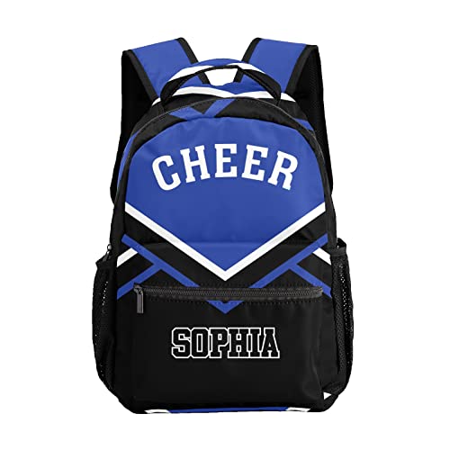 Personalized Cheer Blue Cheerleader Custom Backpack Waterproof Multifunctional Daypack with Name Gift 12.2(L) x5.9(W) x16.5(H) inch