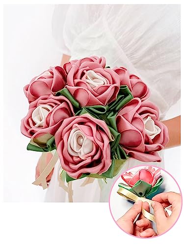 Cokeesun 6 Rolls Satin Ribbon 2cm, 22m/Roll Colors Gift Wrapping Ribbons, Fabric Polyester Ribbon for Crafting Wedding Hair Bows Cake Decoration (Green Red Light Blue Champagne Gold Pink White) - Image 3