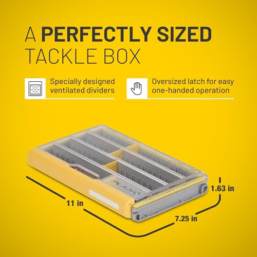 Image of Plano EDGE 3600 Premium Tackle Utility Box, Gray and Yellow with Clear Lid, Rust-Resistant and Waterproof, Customizable Tackle Protection Organization (Pack of 6)