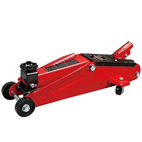 Image of BIG RED T825013S1 Torin Hydraulic Trolley Floor Service /Floor with Blow Mold Carrying Storage Case, 2.5 Ton (5,000 lb) Capacity, Red