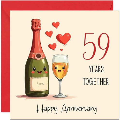 59th Anniversary Card for Women & Men - Happy 59 Year Anniversary Card for Girlfriend Boyfriend Partner Anniversaries Greeting Cards for Him Her