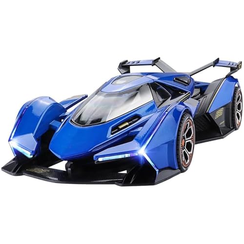 Image of 1:22 Scale Diecast Metal Car Lambo V12 GT Toy Car for Kids Collection Model Cars with Light Sound Pull Back Openable Door