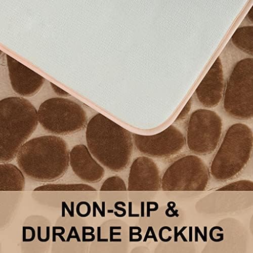 DIVCHI Non Slip Bath Mat Set - 2 Piece Thickened Bathroom Mat Set - Extra Absorbent 100% Memory Foam Bath Mat (80 x 50cm) and Pedestal Toilet Mat (50 x 40cm U Shape) (Khaki)
