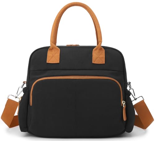 maytopia Diaper Bag Tote, Travel Baby Diaper Bag Purse with Stroller Clips, Mommy Hospital Baby Bag for Labor and Delivery (Black)