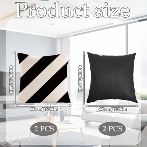 JazRvr Outdoor Kissen, 4er Set Outdoor Kissenbezug Wetterfest, Outdoor Kissen Mit Füllung, 40x40 cm, Schwarz Und Weiß, Für Garten, Balkon Und Wohnzimmer