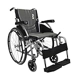 Karman Healthcare S-Ergo 115 18' Seat Width, Ultra Lightweight Ergonomic Wheelchair, Quick Release Wheels - 25 lbs in Pearl Silver