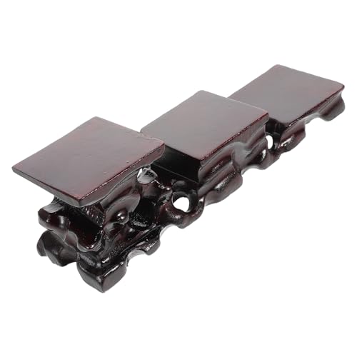 AKOOSY 実木彫刻台座 花瓶スタンド 茶壺盆栽用 多用途飾り台 家用工芸品展示台 手彫り伝統技術と現代美学融合 ユニーク木目デザイン