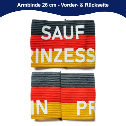 Jasio - Armbinde SAUF PRINZESSIN | 26 cm x 9 cm (Größe: L) | Bier Kapitän Armbinde – Lustige Kapitänsbinde für Männer | Bier Kapitän Binde | Mallorca Party JGA Karneval Kostüm Zubehör