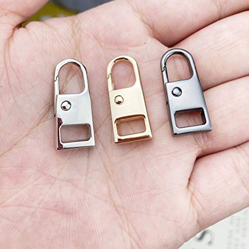 Mulutoo 12Pcs Metal Solid Zipper Pull Tab Tag Handle Fixer 0.06inch(1.6mm) Small Clasp Diameter Fit in Hole for Suitcases Luggage Purses Handbags Jacket Coat Boots Lobster Clasp Zipper Pull tab