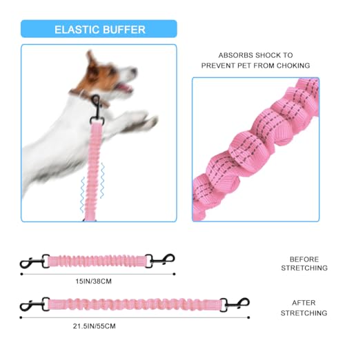 MATTISAM Retractable Bicycle Dog Seatbelt, Elastic Pet Safety Leash Harness for Cat, Dog Leash Extension Attachment Shock Absorbing Lead Extension Absorber (Pink)