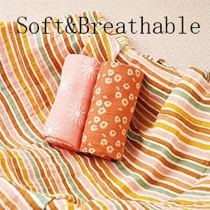 Muslin Swaddle Blankets for Baby Boys and Girls,3 Pack Breathable Soft Receiving Blanket,Large 43.3X 43.3 inches,Newborn Essentials Must Haves(Sun) - Image 3