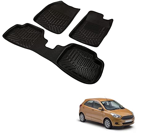 Kozdiko Car 3D Foot mat, Floor Mat Black Color for Ford Figo New (2015-Present)