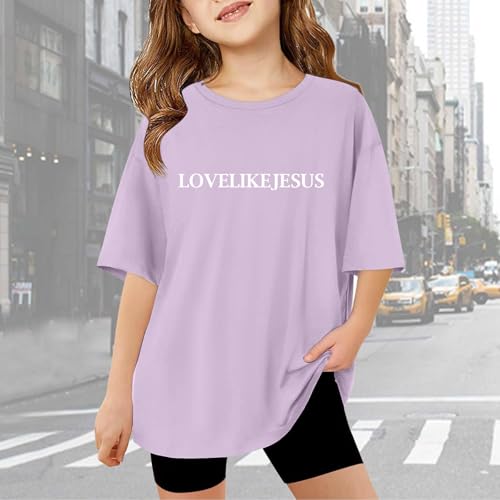 Christian T Shirts for Kids Girls Short Sleeve Love Like Jesus Kids Summer Oversized Tops Casual Crewneck Basic Tees4