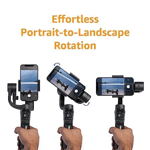 Image of Basics Handheld Gimbal Stabiliser with 3-Axis Feature and Tripod, Facial Tracking, Time Lapse, FPV, Up to 12 Hours Operational Time, Compatible with All Smart Phones (Dark Grey)