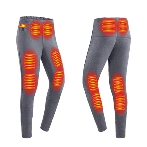 TOVCHEI Ropa Interior Calefactada USB Pantalones, Esquí Al Aire Libre Equitación Hombres Mujeres Ropa Interior Térmica Calefactada Inteligente 12 Zonas Pantalones Calefactores,Men Gray,XXL