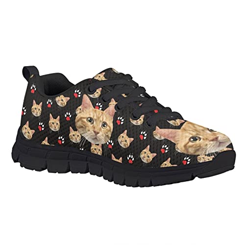 Yzaoxia Kids Tennis Shoes Girls Breathable Walking Shoes Lace Up Animal Print Shoes Lightweight Athletic Shoes Black Sole Size 11-52