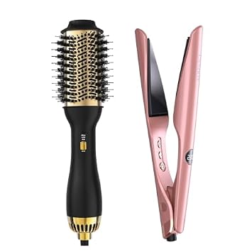 Hair Blow Dryer Brush & Hair Straightener for Volumizing & Smooth Blowouts
