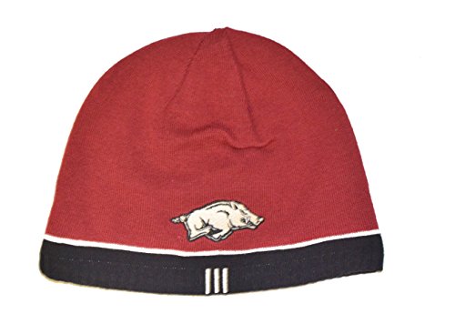 adidas Arkansas Razorbacks Reversible Skull Cap - NCAA Cuffless Winter Knit Beanie Toque Cap