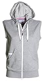 PAYPER Damen Sweatweste mit Reißverschluss und Kapuze, Farbe:Greymelange;Größe:XL