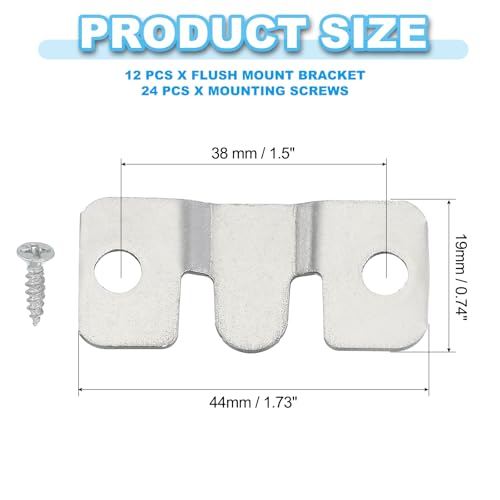 Image of PATIKIL Flush Mount Bracket, 12 Pcs Iron Interlocking Photo Frame Hooks Picture Display Hanger Interlock Hanging Wall Mount Hardware for Art Gallery 44x19 mm / 1.73x0.74 Inch