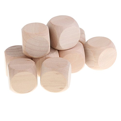 10x Holzwürfel Würfel Würfel Blank Unlackiertes Holz Sechsseitig 30 mm 3 cm