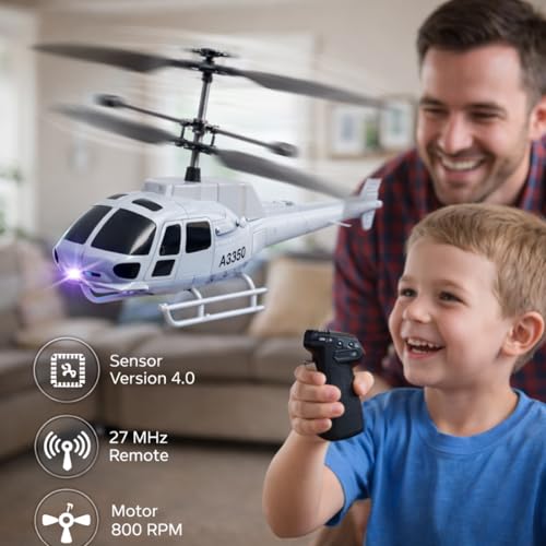 Image of Gravity Sensor Trigger Remote Helicopter Toy for Boys with Safety Sensor, Indoor Palm Sensing, Rechargeable with LED Lights I Pack of 1 (Millitary Gun Trigger)