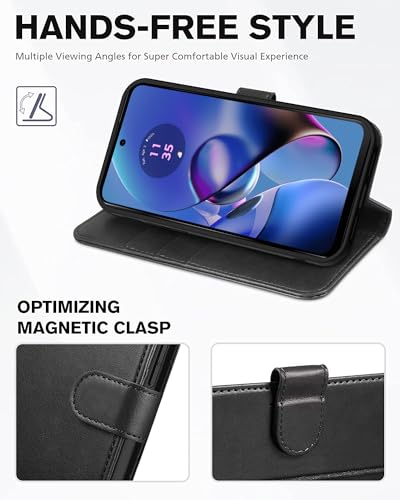 KP TECHNOLOGY Moto G54 5G Case, Motorola Moto G54 5G Book Flip Leather Wallet Cover with Card Slots for Motorola Moto G54 (BLACK) - Image 3
